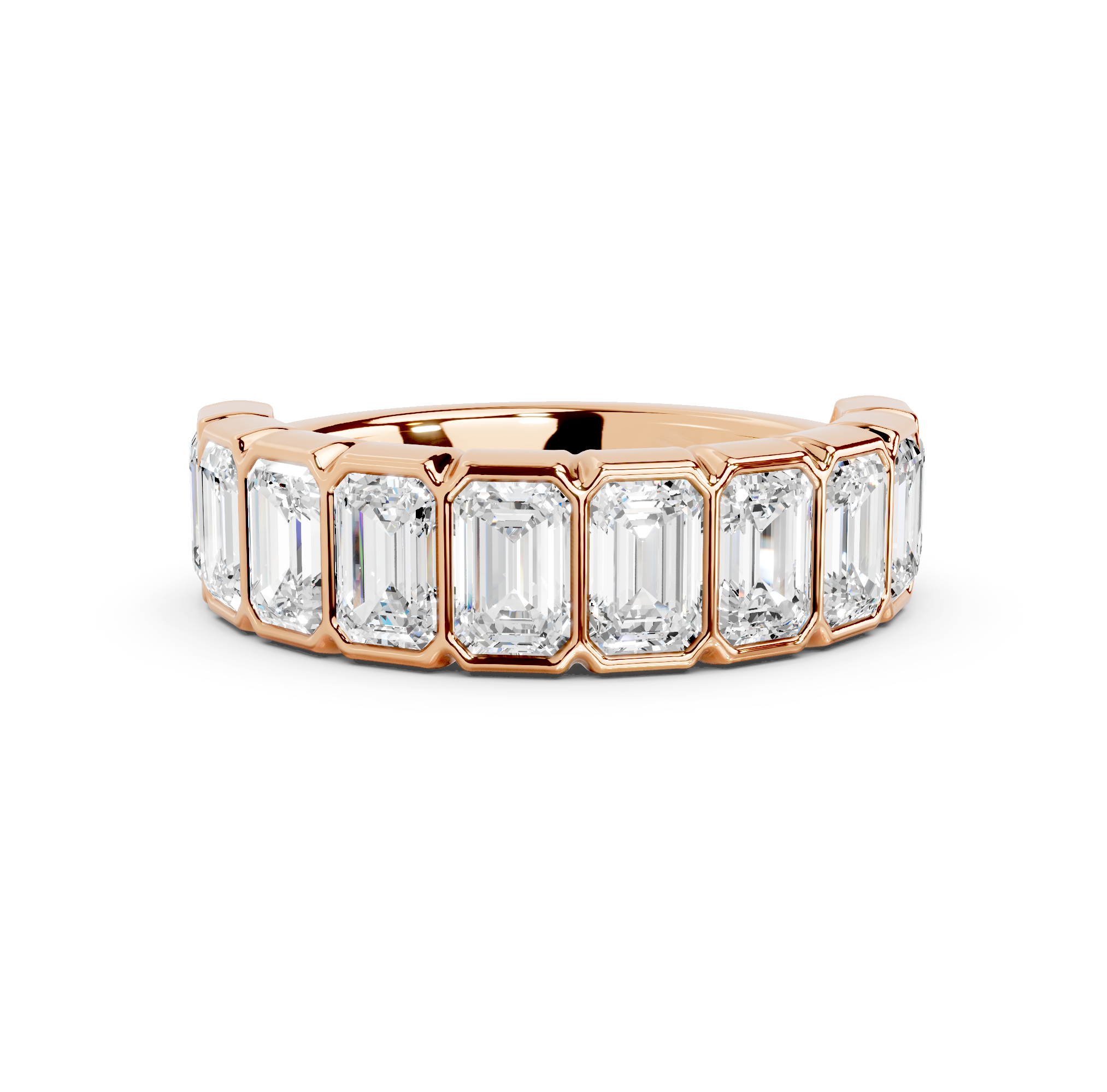 Emerald Cut Bezel Half Eternity Band