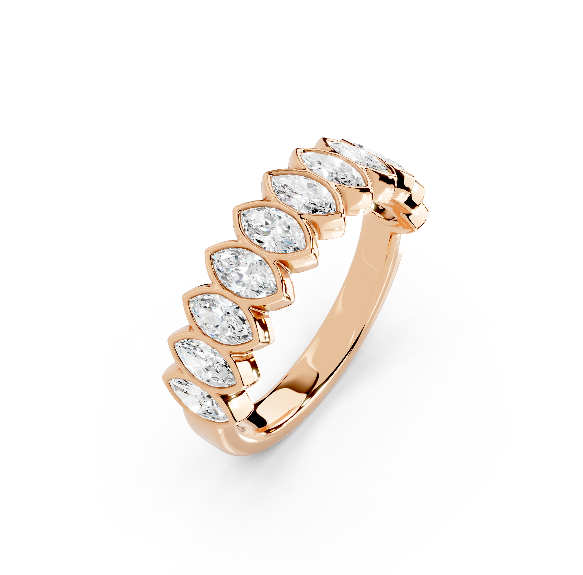 Marquise Cut Bezel Half Eternity Band
