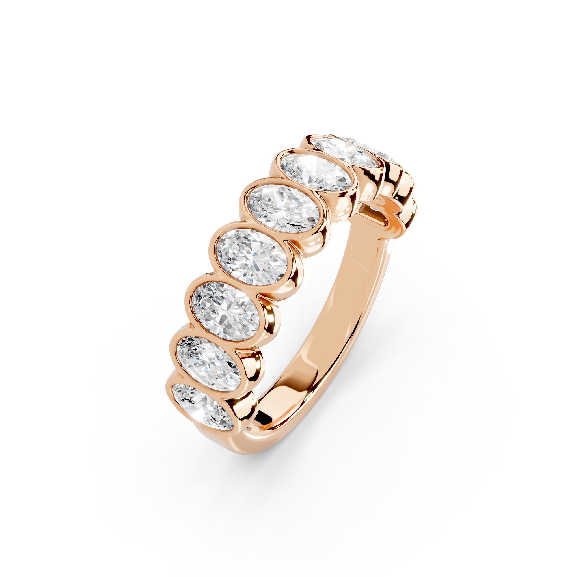 Oval Cut Bezel Half Eternity Band