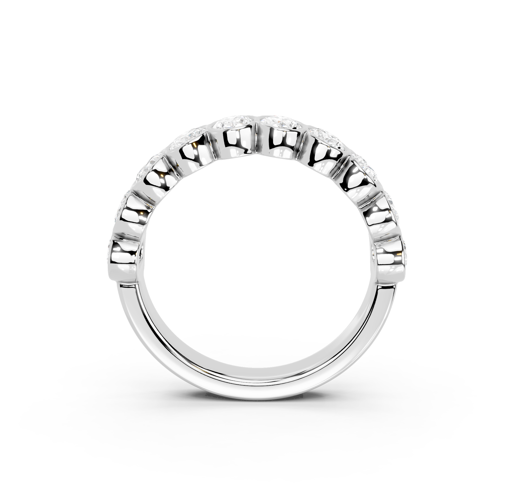 Oval Cut Bezel Half Eternity Band