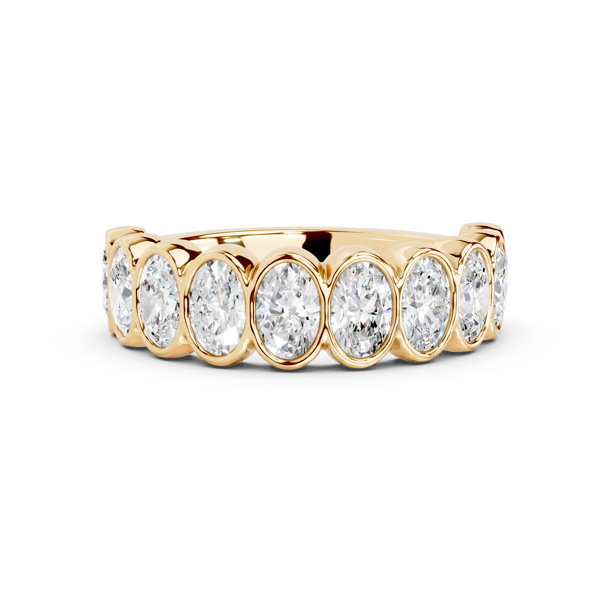 Oval Cut Bezel Half Eternity Band