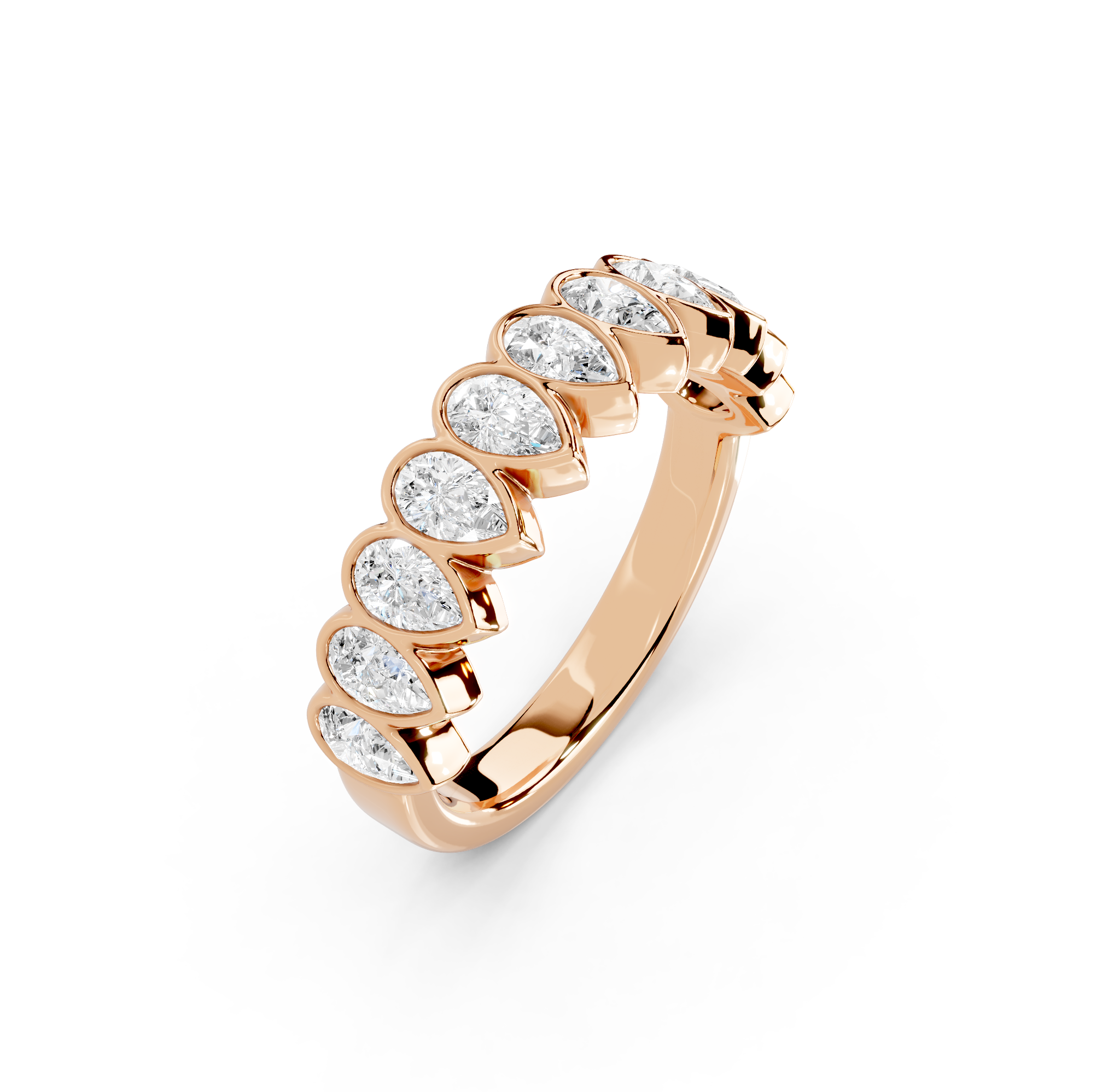 Pear Cut Bezel Half Eternity Band
