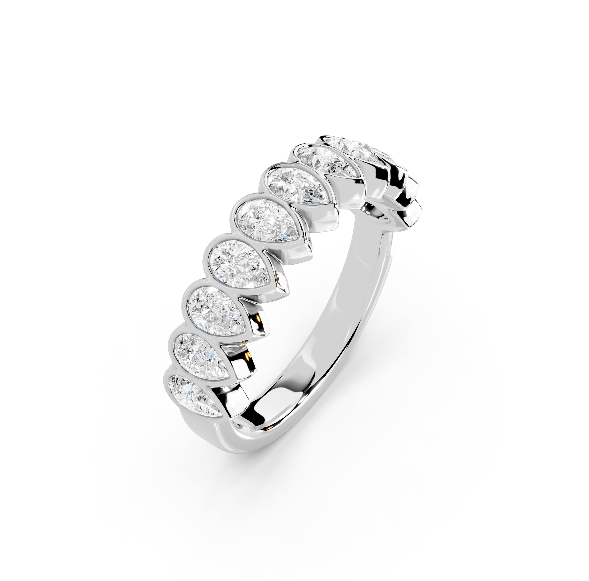 Pear Cut Bezel Half Eternity Band