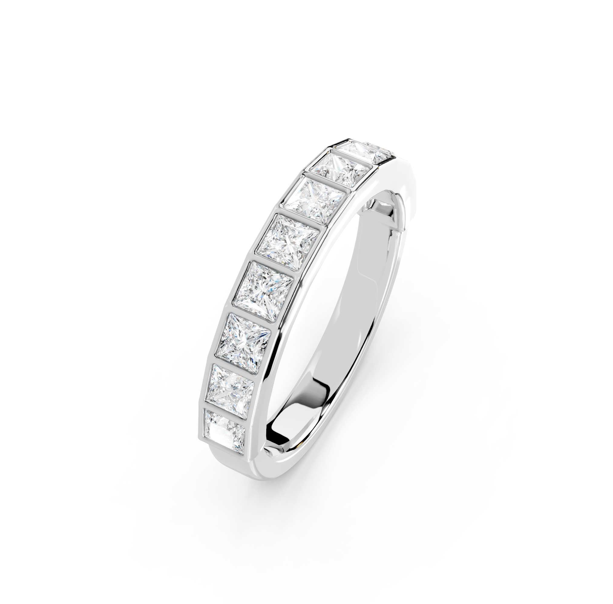 Princess Cut Bezel Half Eternity Band