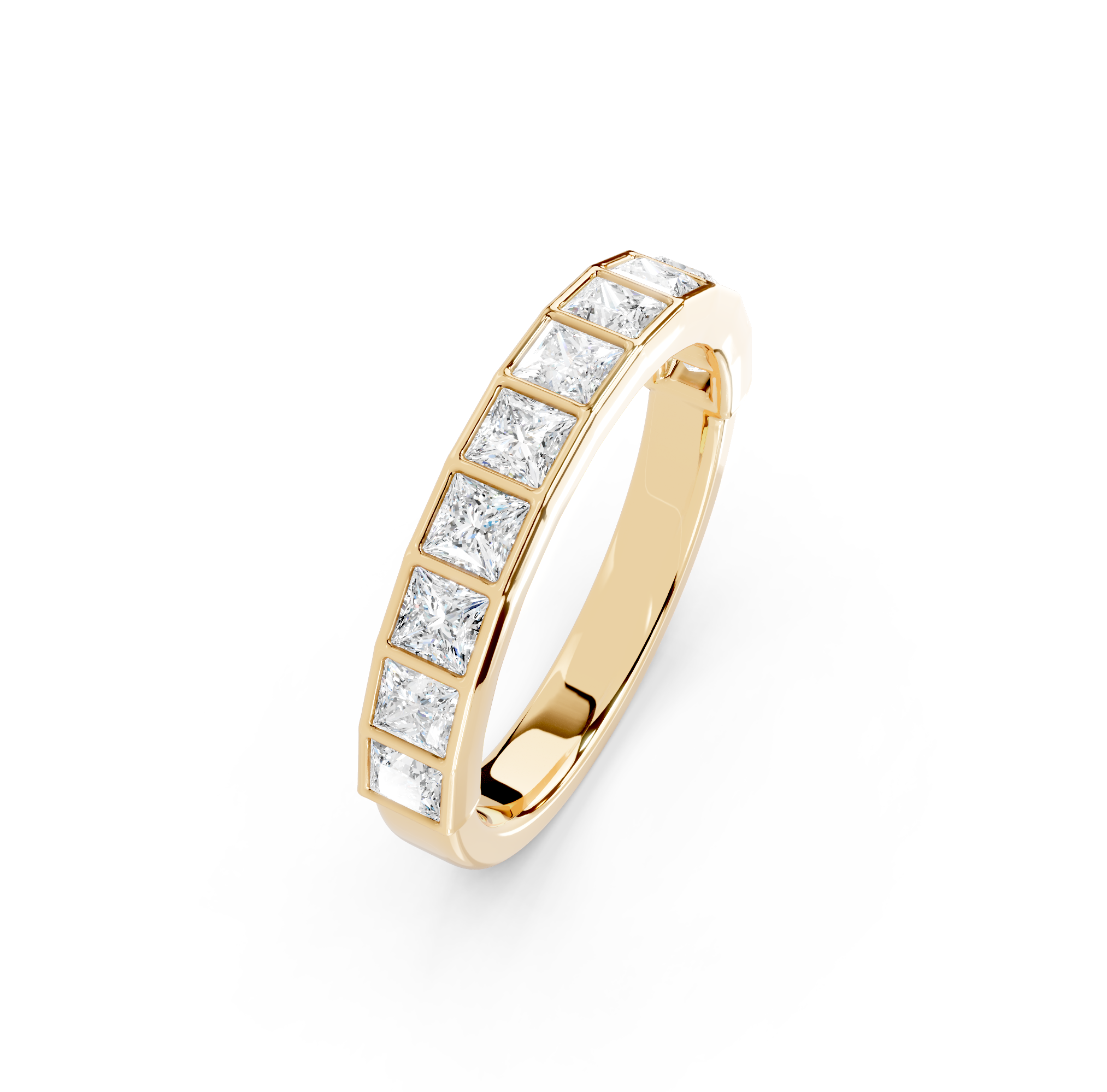Princess Cut Bezel Half Eternity Band