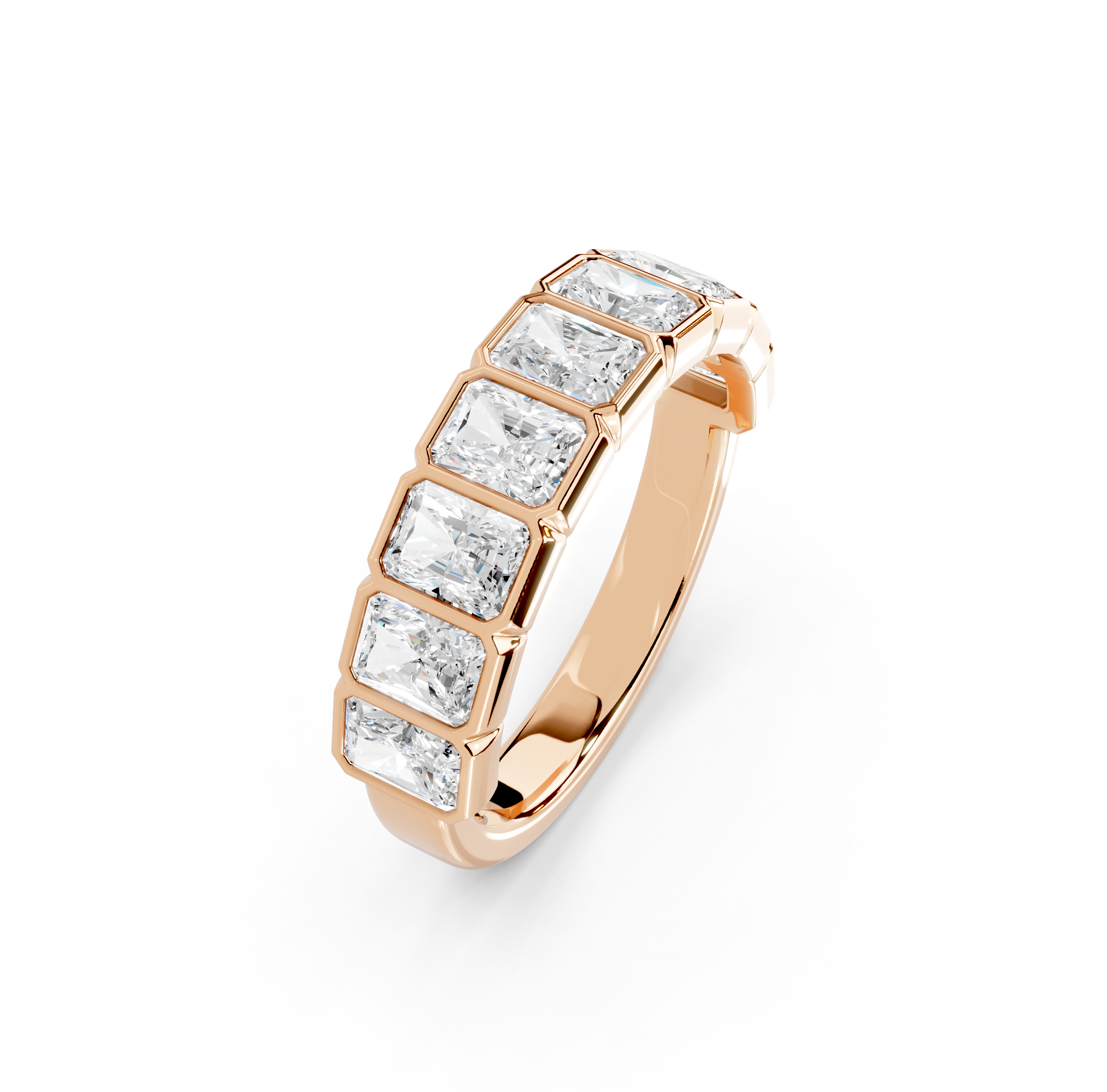 Radiant Cut Bezel Half Eternity Band