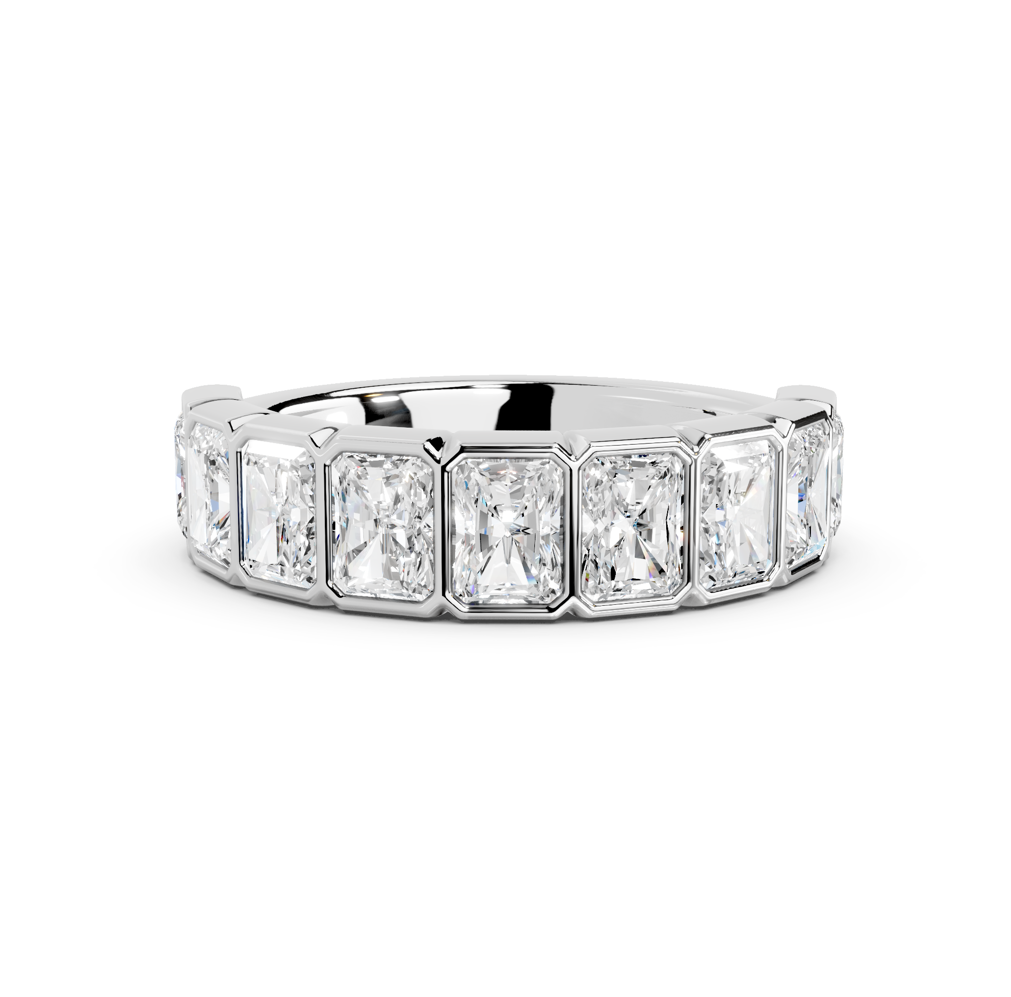 Radiant Cut Bezel Half Eternity Band