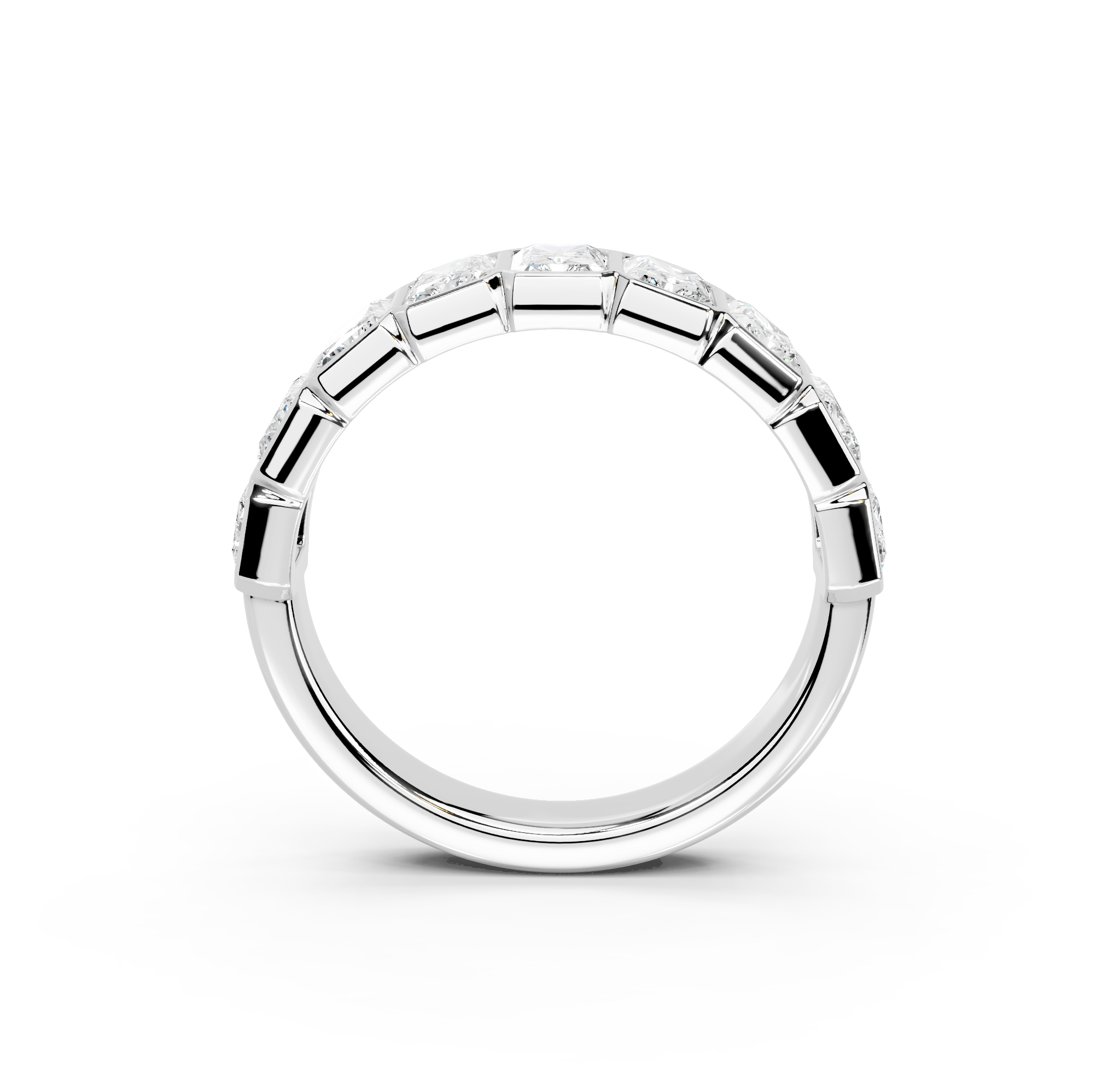 Radiant Cut Bezel Half Eternity Band