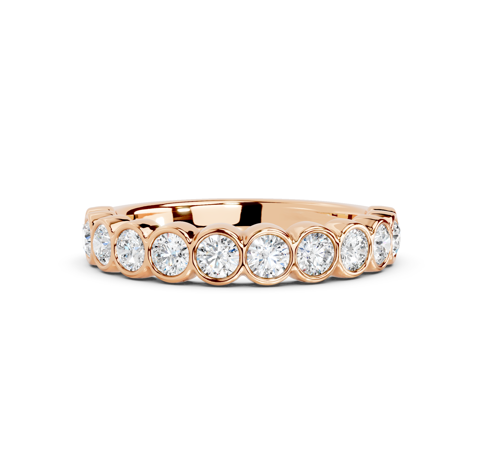 Round Cut Bezel Half Eternity Band