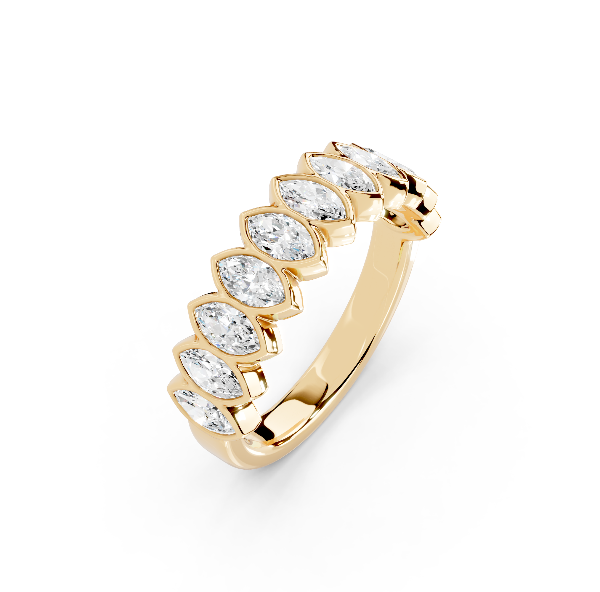 Marquise Cut Bezel Half Eternity Band