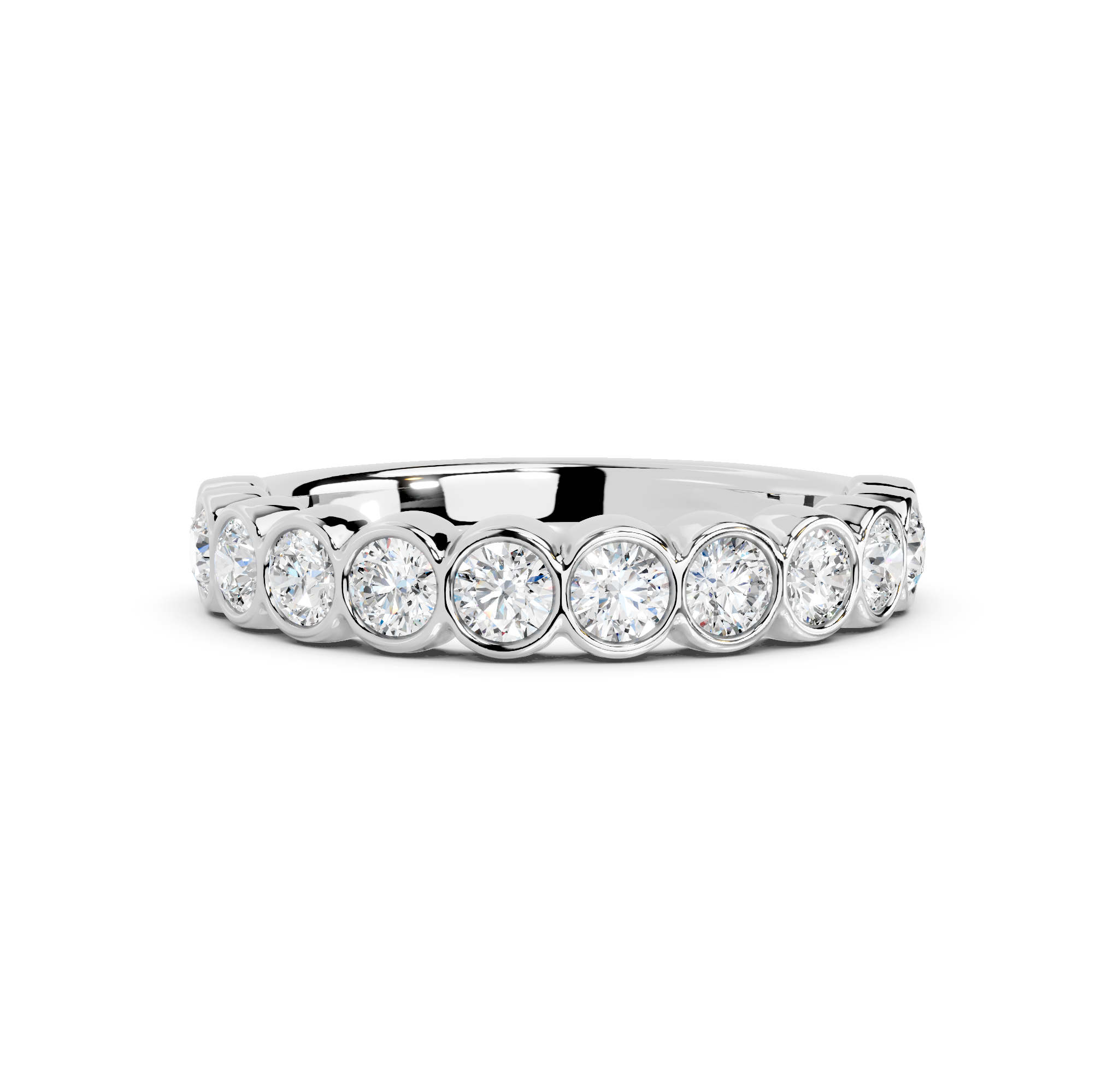 Round Cut Bezel Half Eternity Band