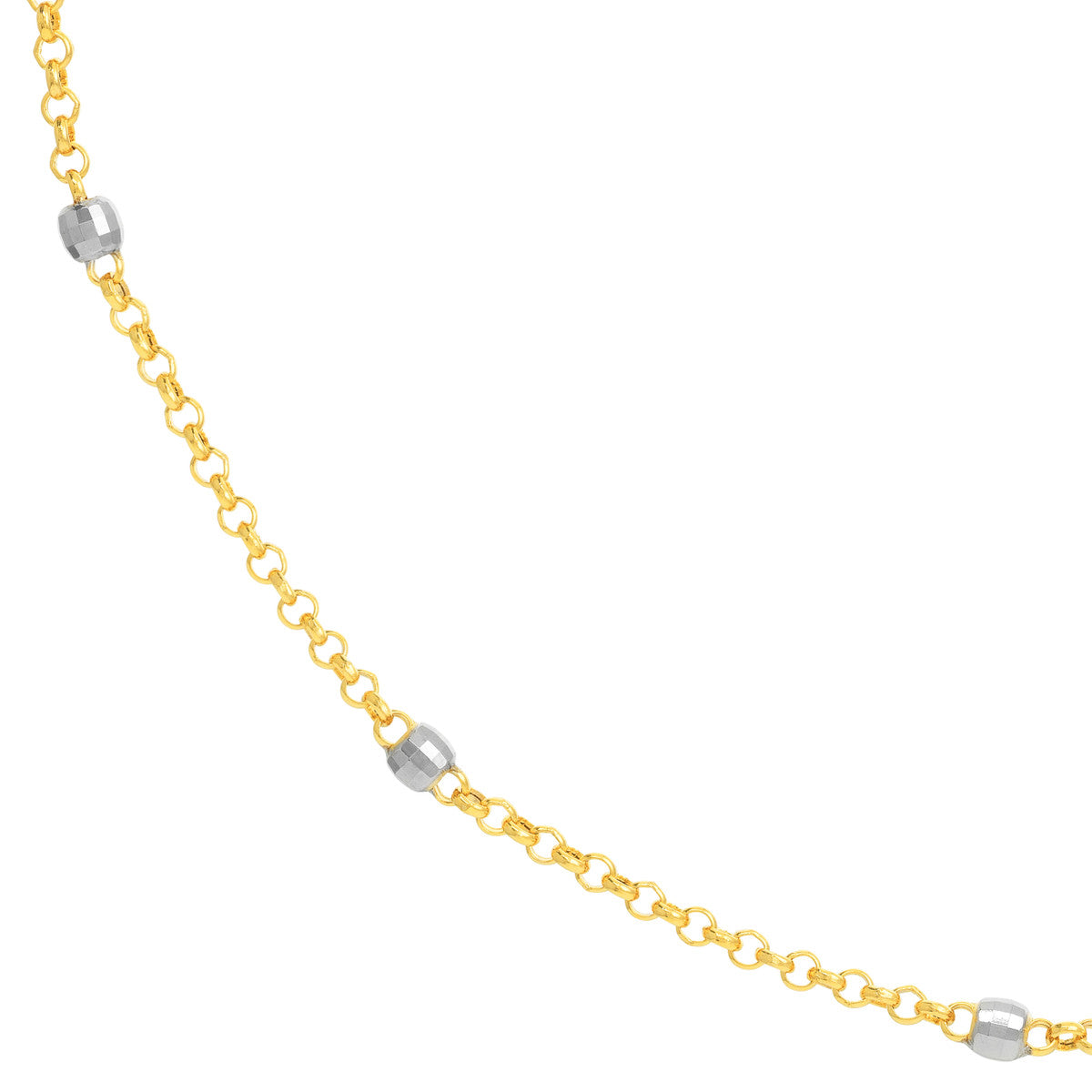 Long & Lovely D/C Bead Station Necklace 14K Gold