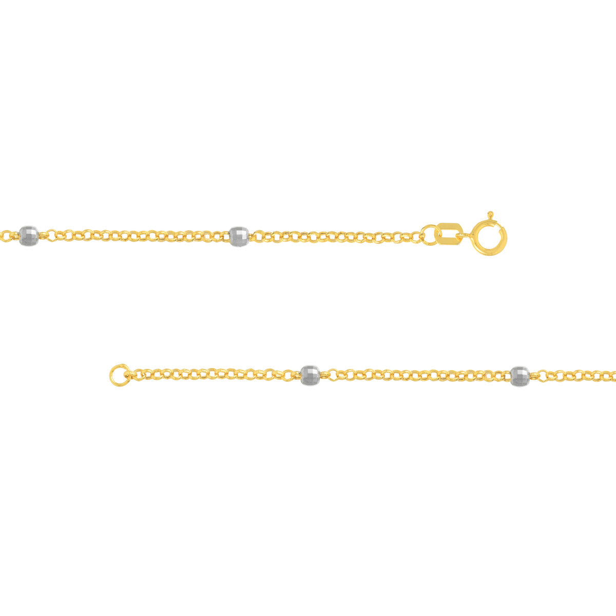 Long & Lovely D/C Bead Station Necklace 14K Gold
