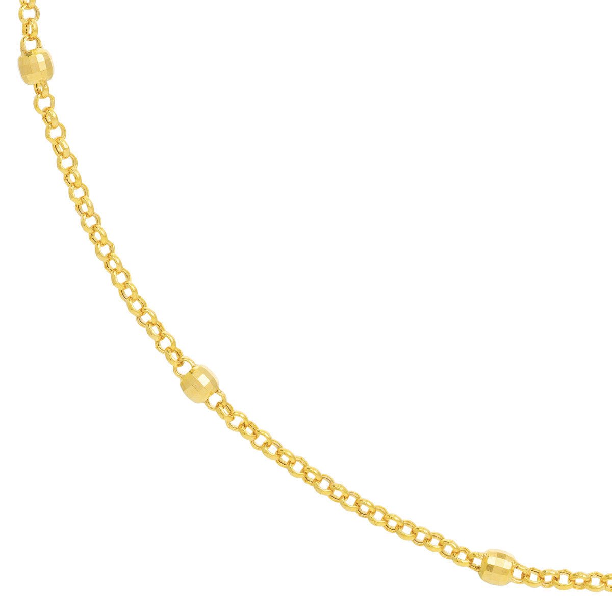 Long & Lovely D/C Bead Station Necklace 14K Gold