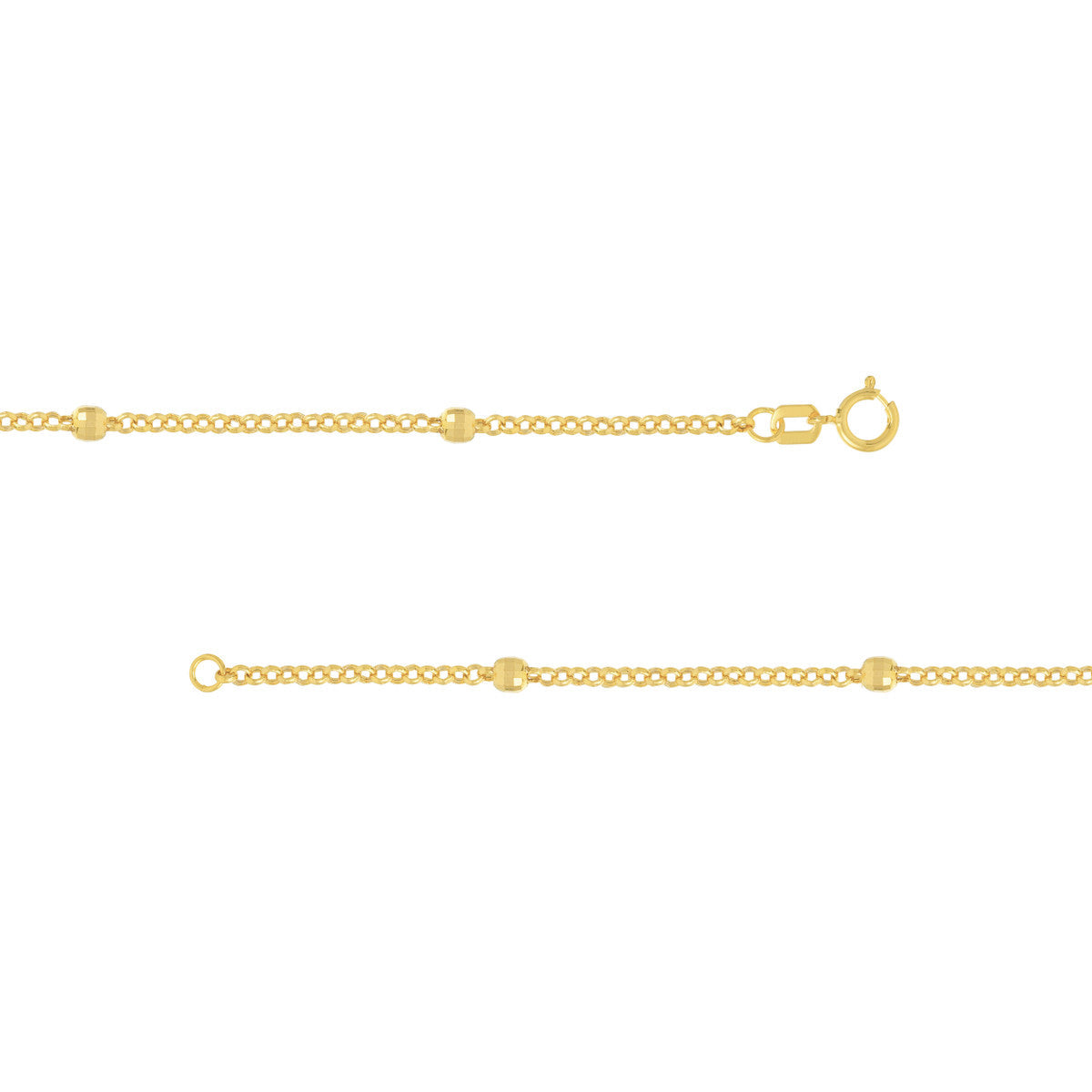 Long & Lovely D/C Bead Station Necklace 14K Gold