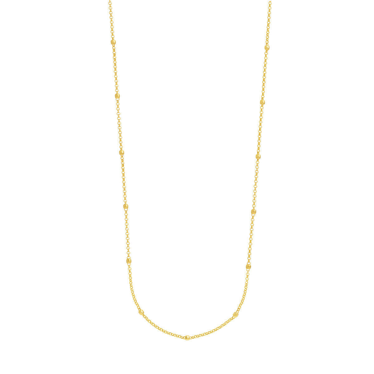 Long & Lovely D/C Bead Station Necklace 14K Gold