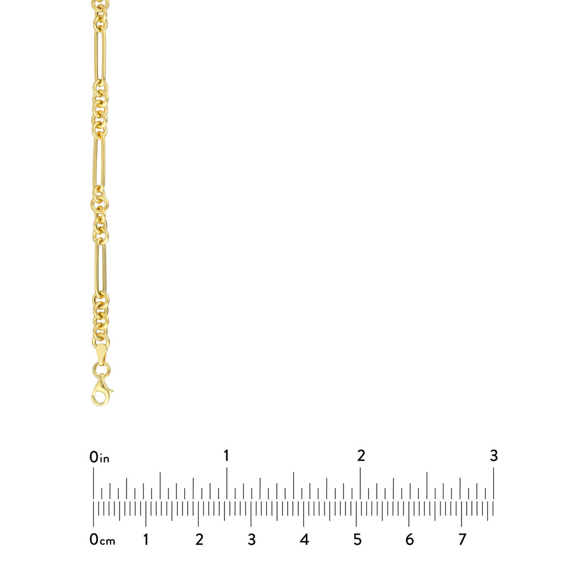 5+1 Round Paper Clip Chain with Pear Lock 14K Yellow Gold