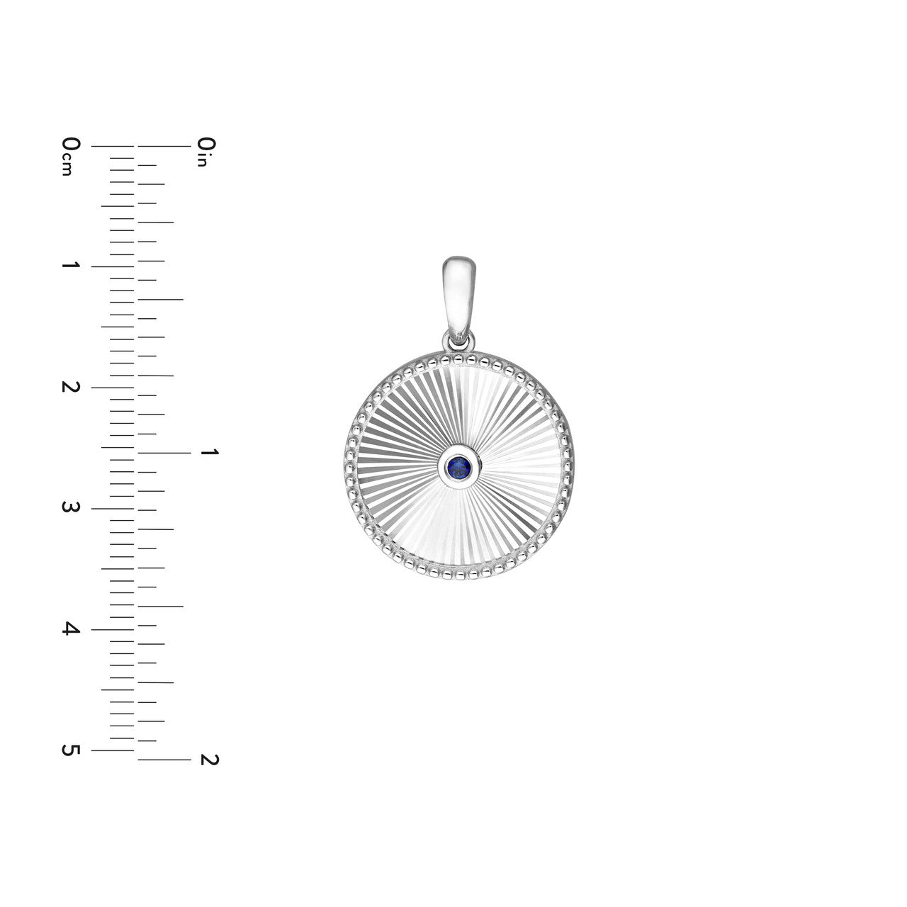 Round Sapphire Radiant Pendant 14K White Gold