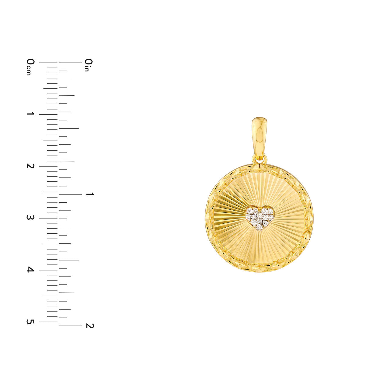 Round Radiant Diamond Heart Pendant 14K Yellow Gold