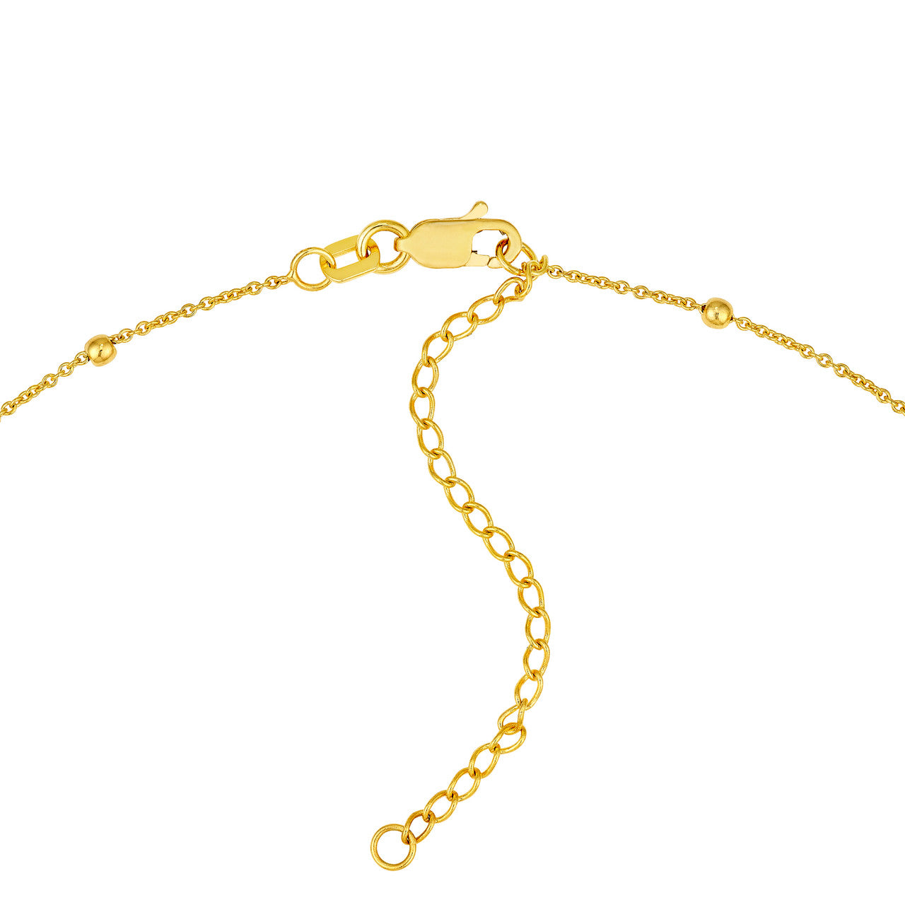 Beaded Chain Lariat Necklace 14K Yellow Gold