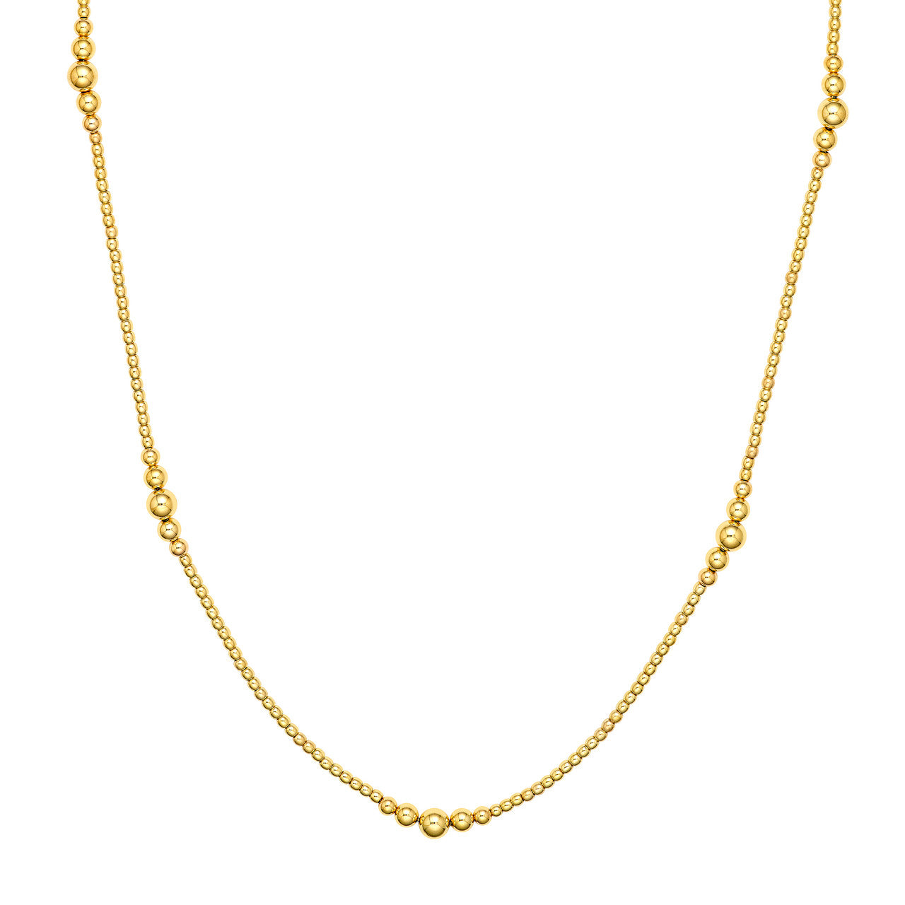 Graduated Bead Station Necklace 14K Yellow Gold