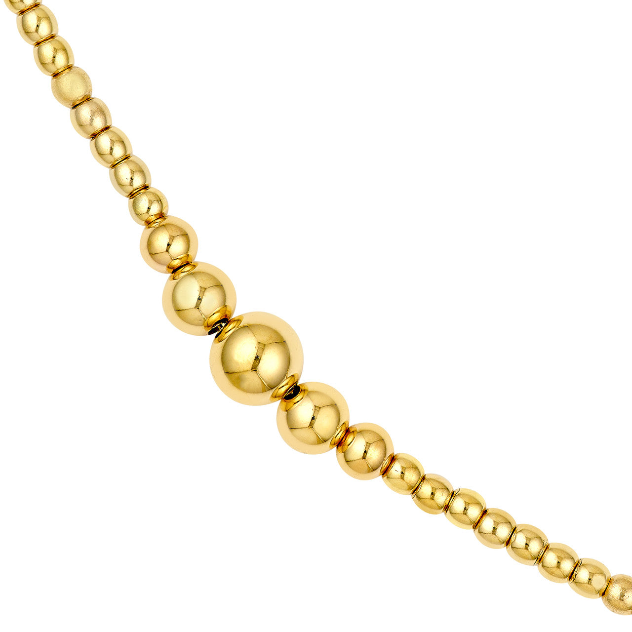 Graduated Bead Station Necklace 14K Yellow Gold
