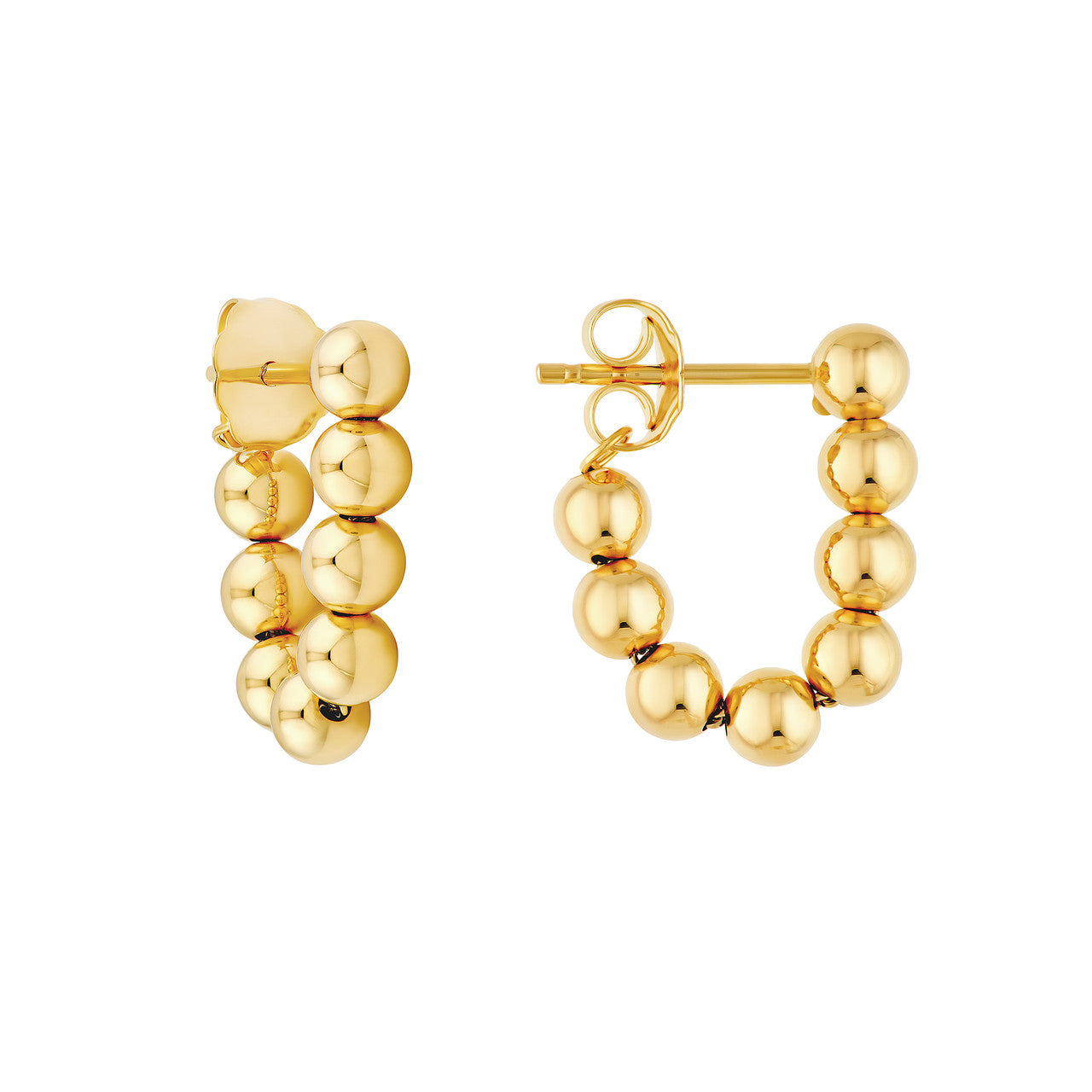 Front to Back Bead Earrings 14K Yellow Gold