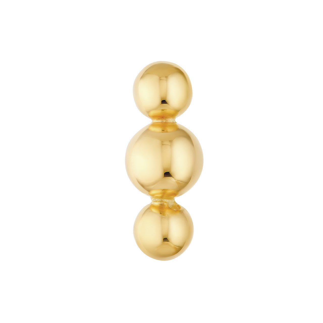 Linear Trio Bead Stud Earrings 14K Yellow Gold
