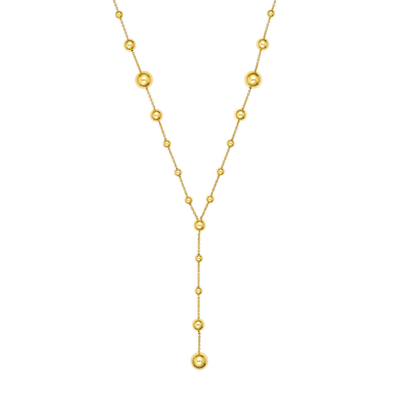 Graduated Bead Lariat Necklace 14K Yellow Gold