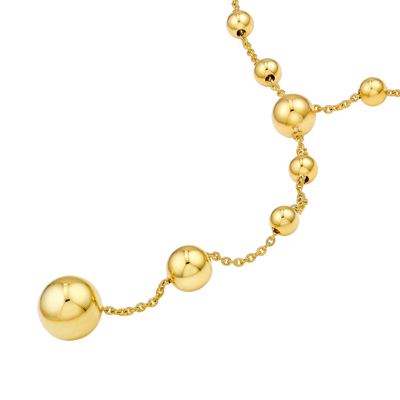 Graduated Bead Lariat Necklace 14K Yellow Gold