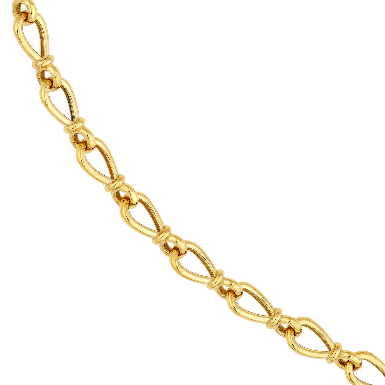 Teardrop Link Lariat Necklace 14K Yellow Gold