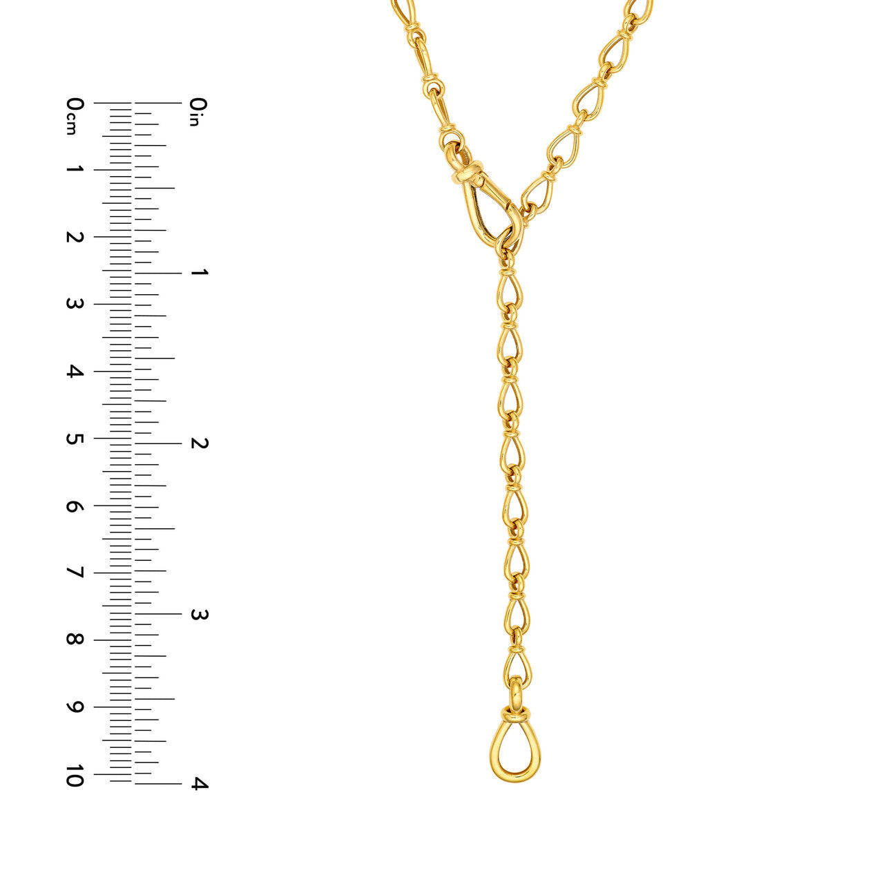 Teardrop Link Lariat Necklace 14K Yellow Gold