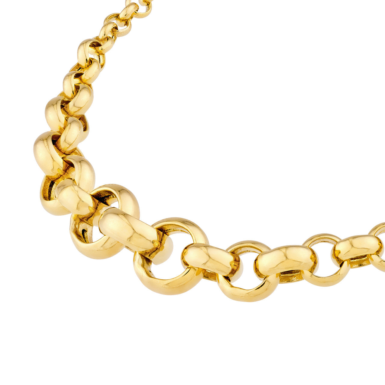 Hollow Graduated Round Link Bracelet 14K Yellow Gold