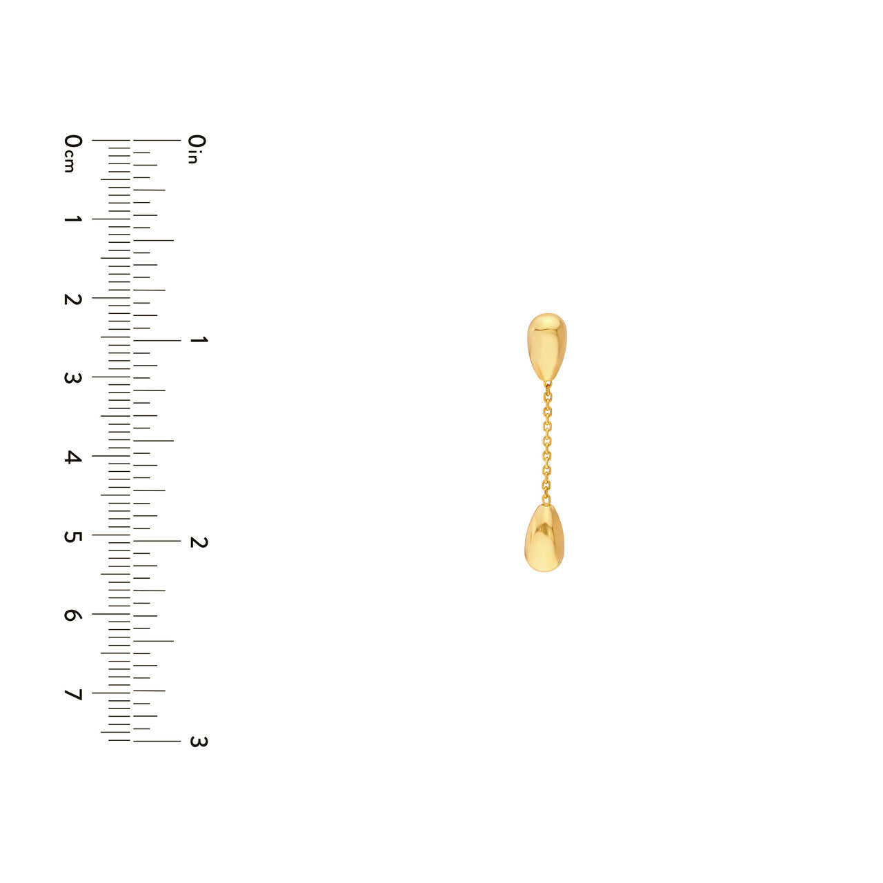 Teardrop Cable Chain Dangle Earrings 14K Yellow Gold