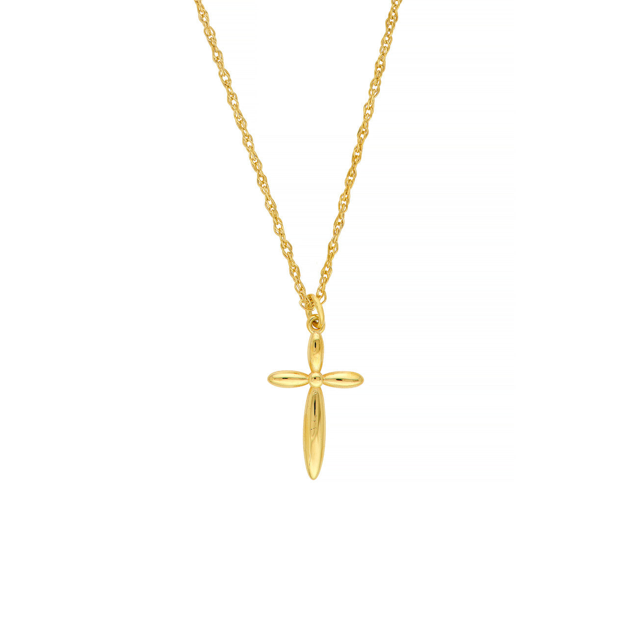 Puffy Cross Pendant Necklace 14K Yellow Gold