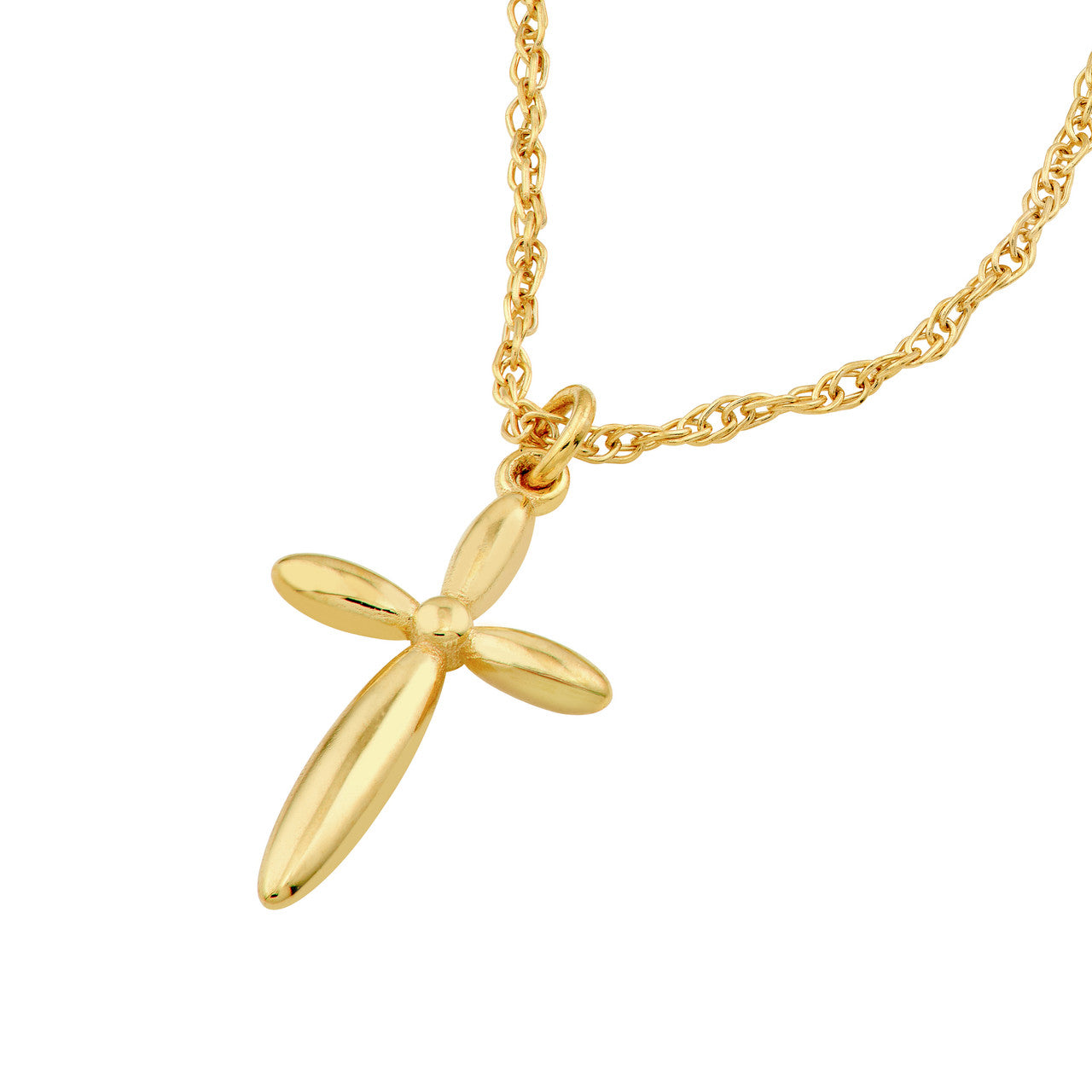 Puffy Cross Pendant Necklace 14K Yellow Gold