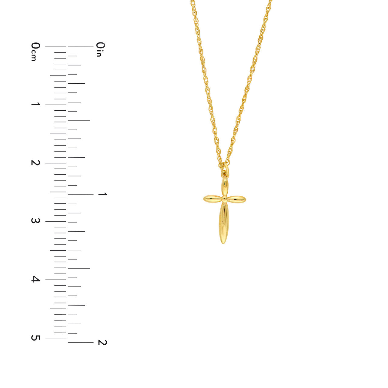 Puffy Cross Pendant Necklace 14K Yellow Gold