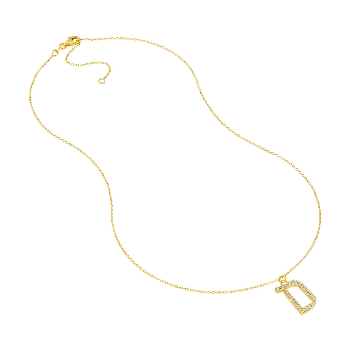 Diamond Gothic Initial Necklace 14K Yellow Gold