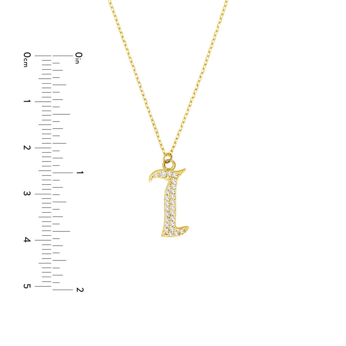 Diamond Gothic Initial Necklace 14K Yellow Gold