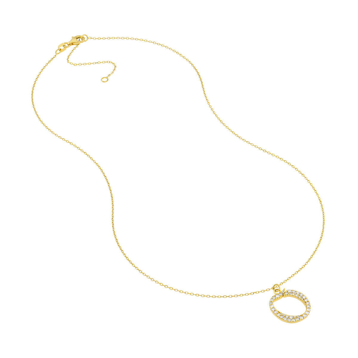Diamond Gothic Initial Necklace 14K Yellow Gold