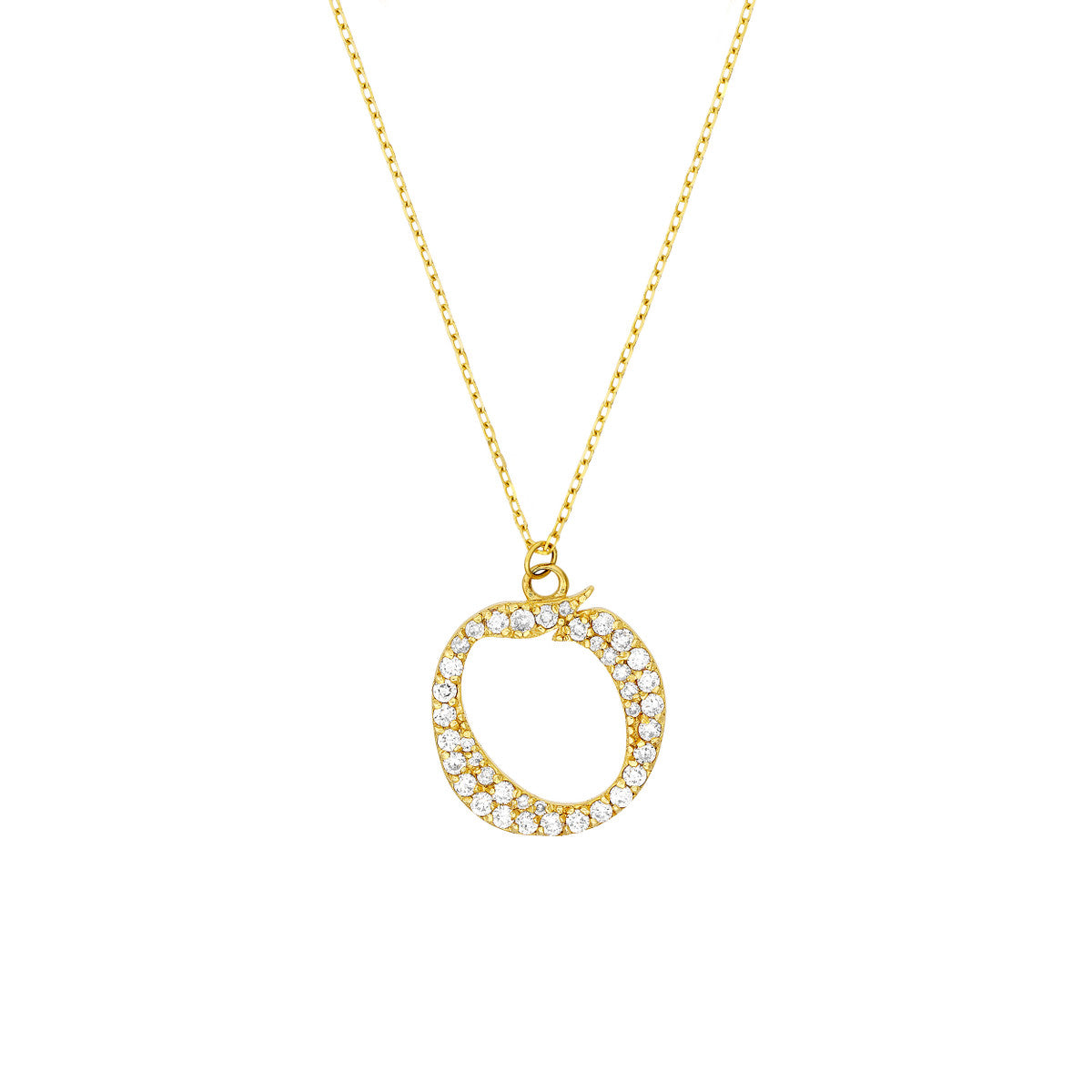 Diamond Gothic Initial Necklace 14K Yellow Gold