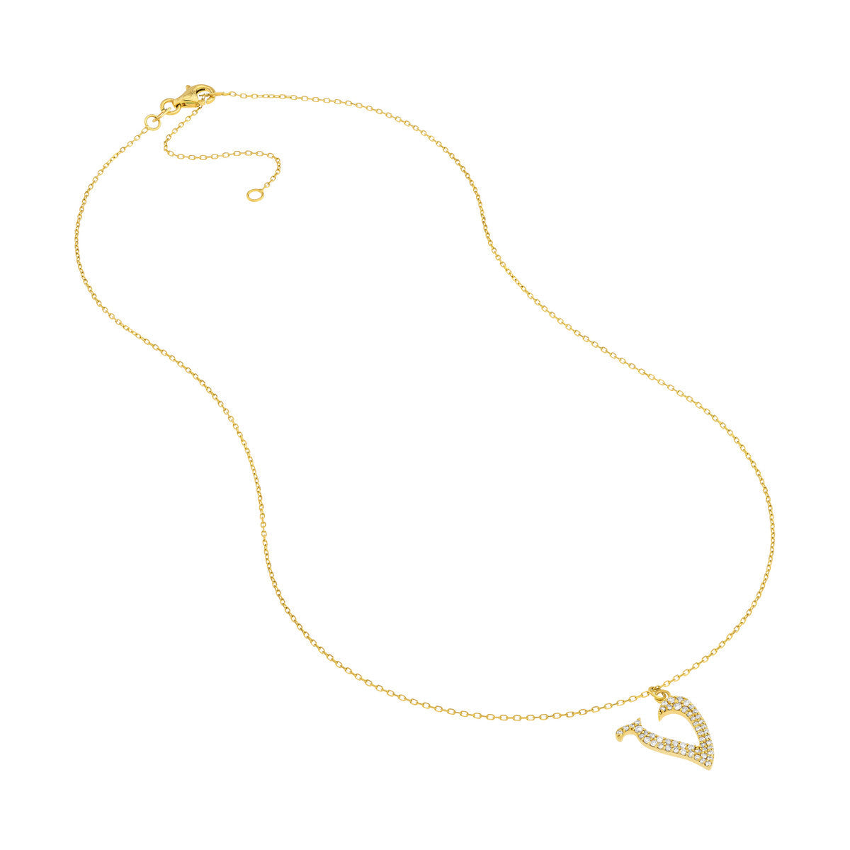 Diamond Gothic Initial Necklace 14K Yellow Gold