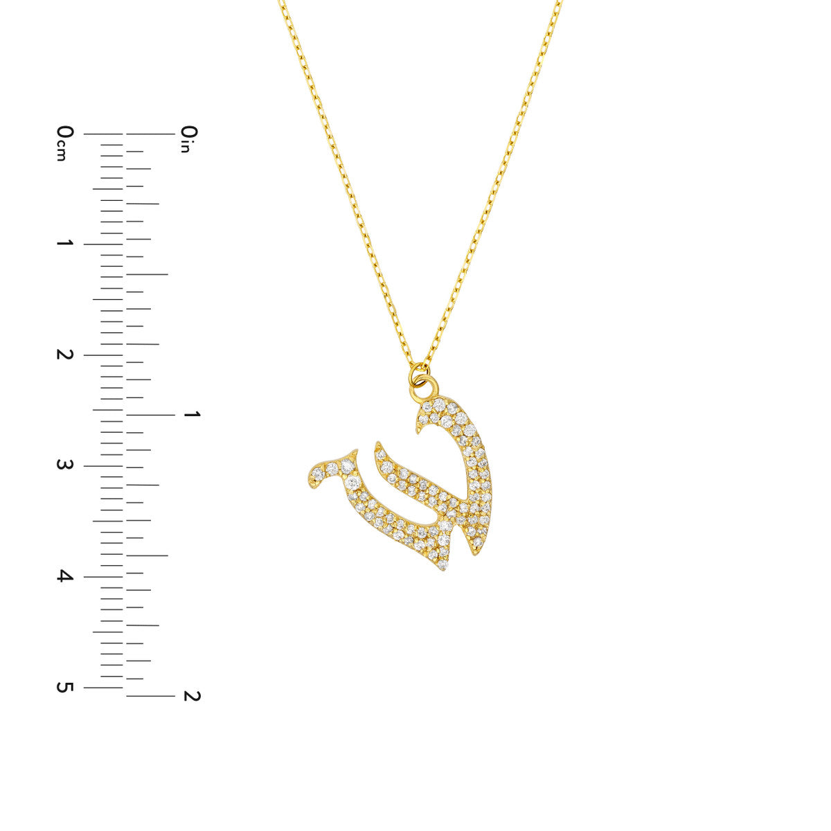 Diamond Gothic 'W' Necklace 14K Yellow Gold