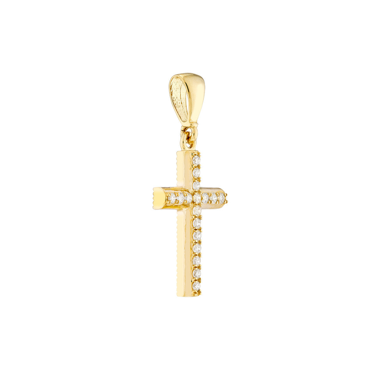Diamond Mini Cross Pendant 14K Yellow Gold