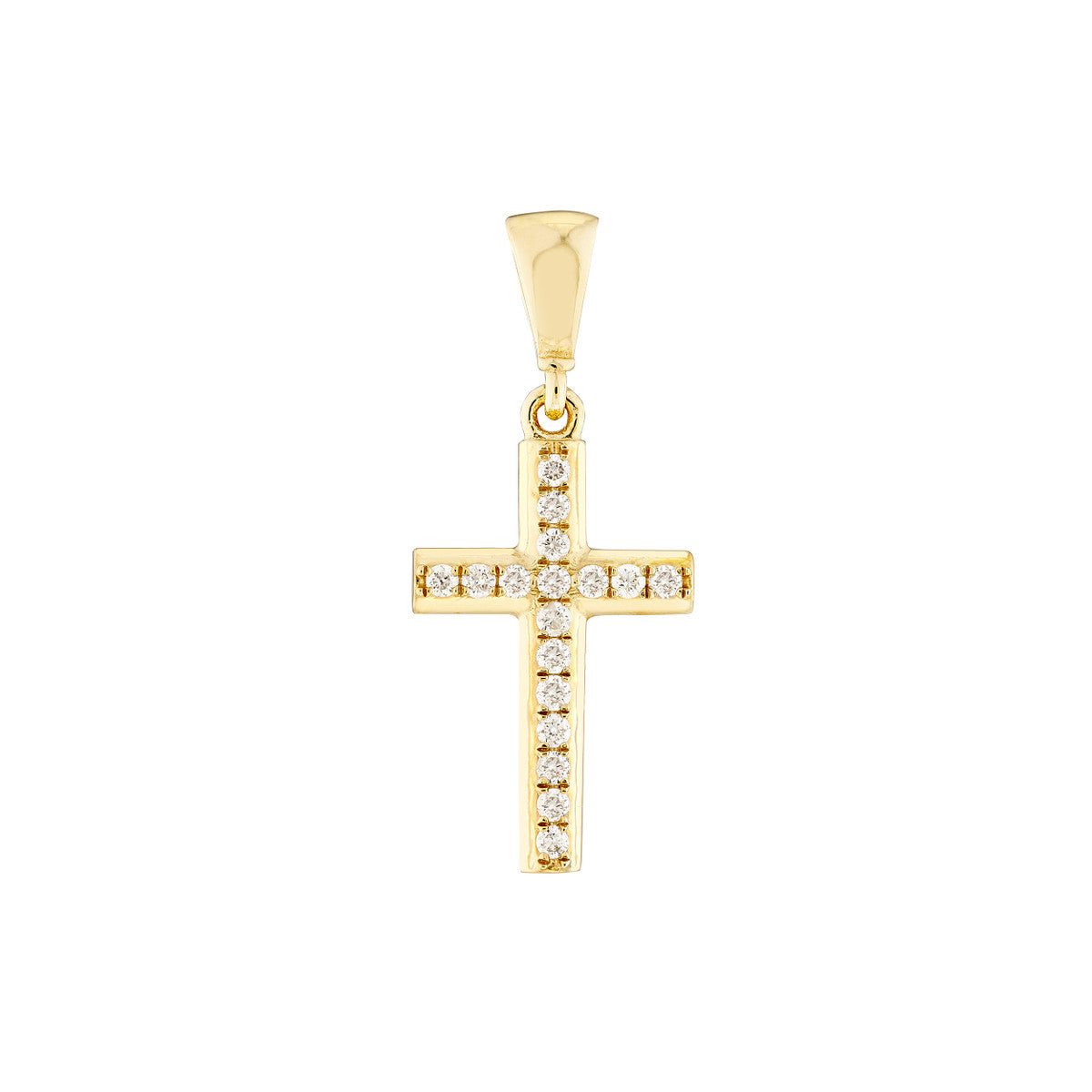 Diamond Mini Cross Pendant 14K Yellow Gold