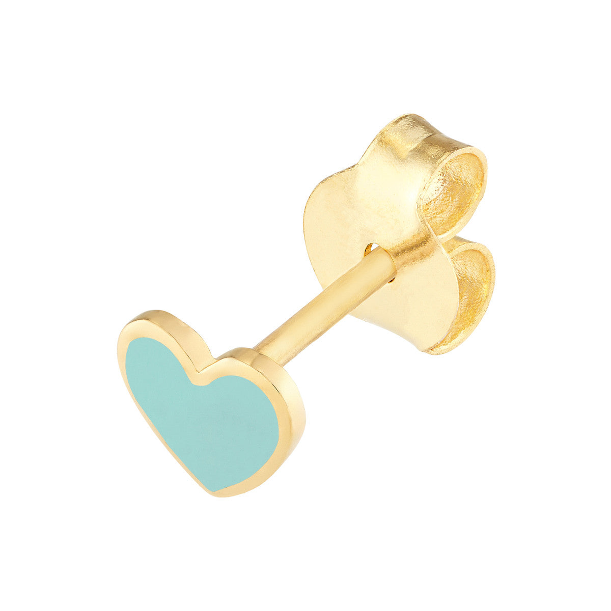 Enamel Heart Stud Earrings 14K Yellow Gold