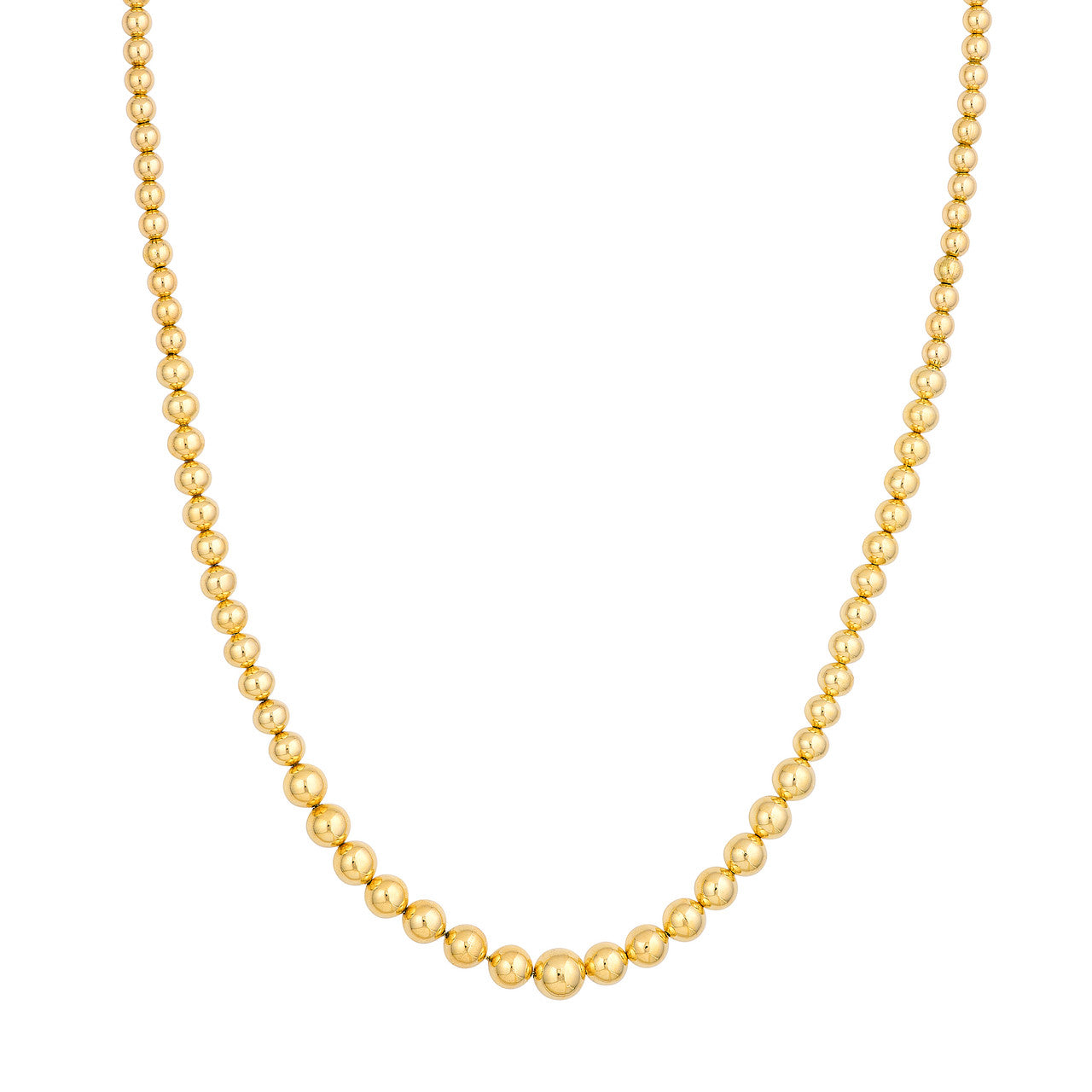 15mm Graduated Beaded Necklace 14K Yellow Gold