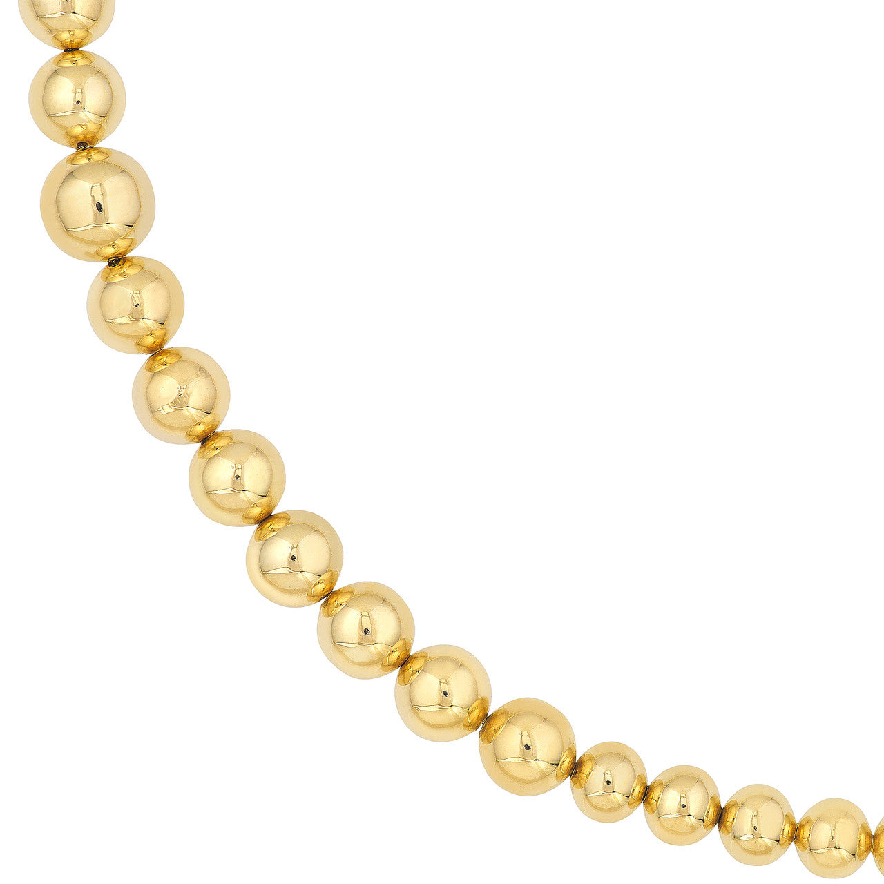 15mm Graduated Beaded Necklace 14K Yellow Gold