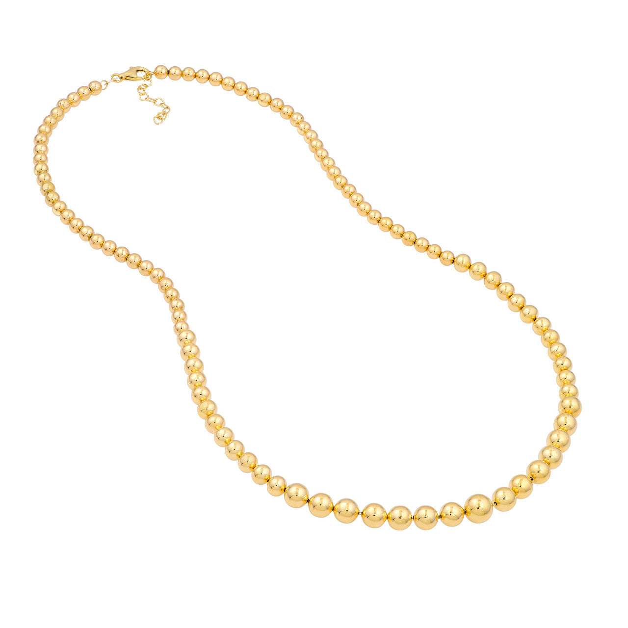 15mm Graduated Beaded Necklace 14K Yellow Gold