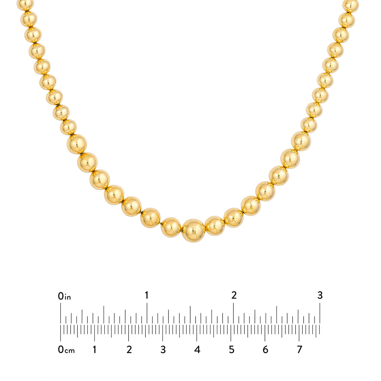 15mm Graduated Beaded Necklace 14K Yellow Gold